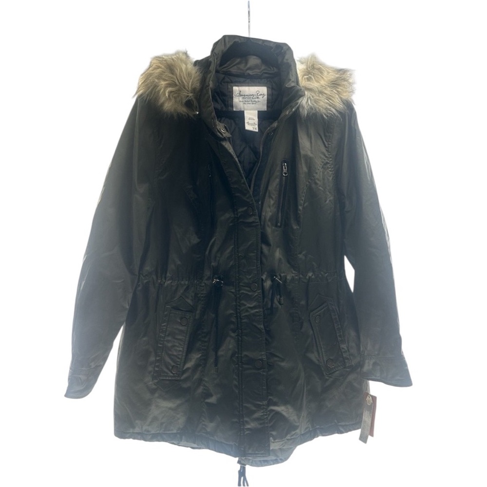 American Rag Cie Coat Hood Utility Jacket Military Army Green Hi-Low Size 2XL